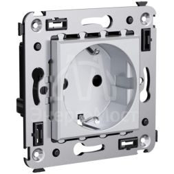 Розетка 1-м СП 2мод. Avanti &amp;quot;Закаленная сталь&amp;quot; 16А 2P+E защ. шторки сер. DKC 4404003