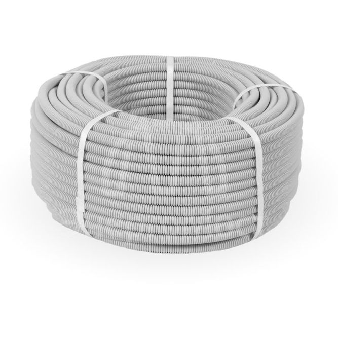 Труба гофрированная ПВХ легкая d16мм с протяжкой 350 Н сер. (уп.100м) Промрукав PR.011631