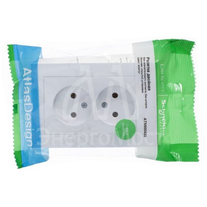 Розетка 2-м AtlasDesign 16А без заземл. в сборе жемчуг SchE ATN000420