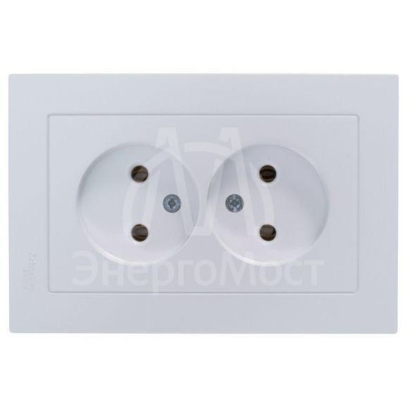 Розетка 2-м AtlasDesign 16А без заземл. в сборе жемчуг SchE ATN000420