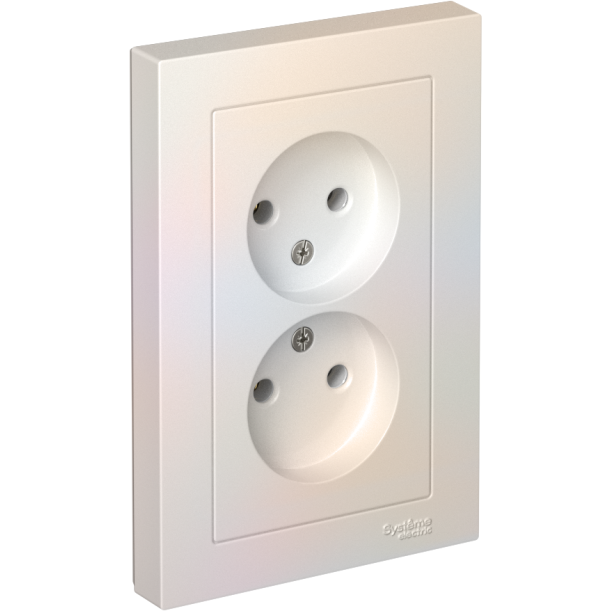 Розетка 2-м AtlasDesign 16А без заземл. в сборе жемчуг SchE ATN000420