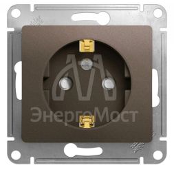 Механизм розетки 1-м Glossa 16А защ. шторки с заземл. шоколад SchE GSL000845