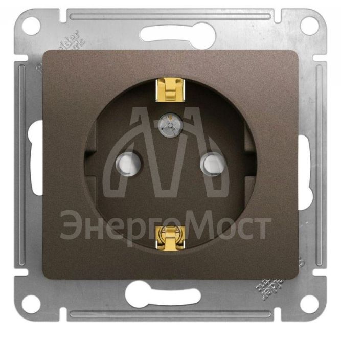 Механизм розетки 1-м Glossa 16А защ. шторки с заземл. шоколад SchE GSL000845