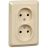 Розетка 2-м СП Этюд 16А IP20 250В без заземл. без защ. шторок крем. SE PC16-105K