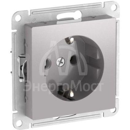 Розетка AtlasDesign 16А с заземл. быстрозажим. клем. механизм алюм. SE ATN000343S