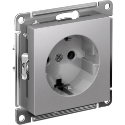Розетка AtlasDesign 16А с заземл. быстрозажим. клем. механизм алюм. SE ATN000343S