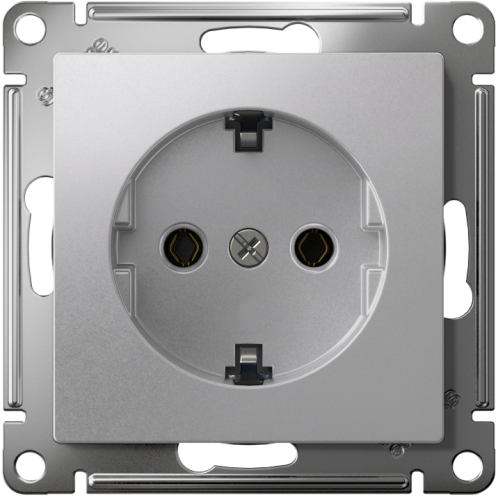 Розетка AtlasDesign 16А с заземл. быстрозажим. клем. механизм алюм. SE ATN000343S