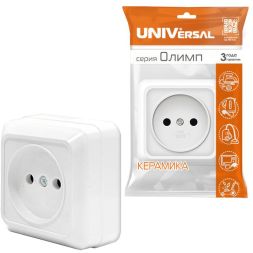 Розетка 1-м ОП Олимп 16А IP20 бел. Universal О0022