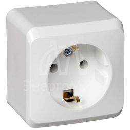 Розетка 1-м ОП Этюд 16А с заземл. бел. SchE PA16-003B