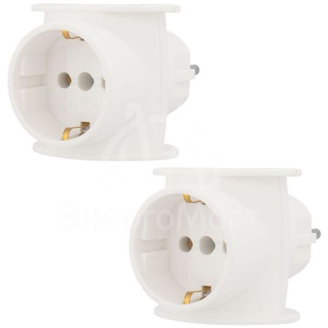 Разветвитель 3-м (1-м - с заземл.) 16А IP20 универс. бел. (уп.2шт) Rexant 11-1080-2