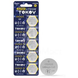 Элемент питания литиевый CR2025 таблетка (блистер 5шт) TOKOV ELECTRIC TKE-LI-CR2025/B5