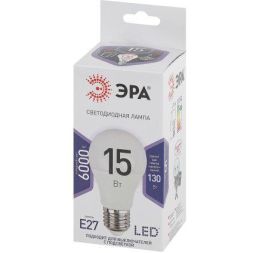 Лампа светодиодная A60-15W-860-E27 грушевидная 1200лм ЭРА Б0031396
