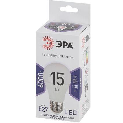 Лампа светодиодная A60-15W-860-E27 грушевидная 1200лм ЭРА Б0031396