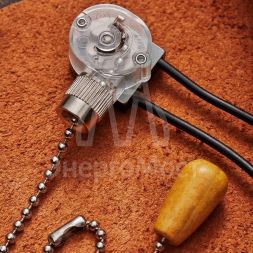 Выключатель для настенного светильника c проводом и деревянным наконечником Silver блист. Rexant 06-0242-A