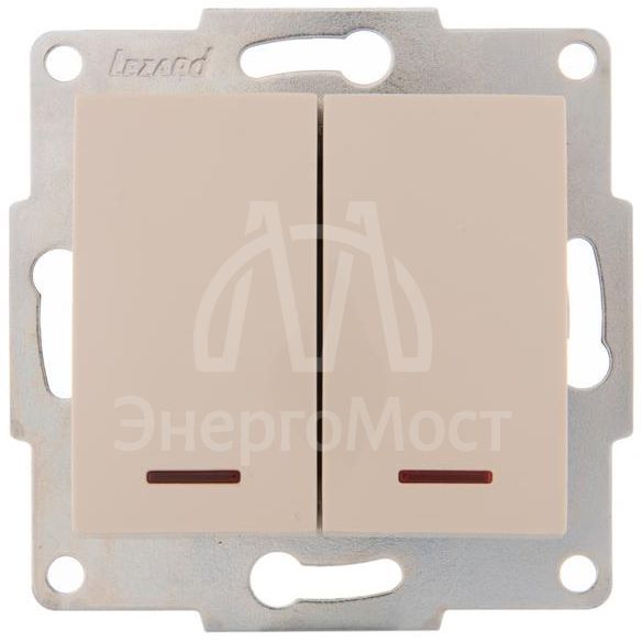 Механизм выключателя 2-кл. 1п СП Karina 10А IP20 с подсветкой крем. LEZARD 707-0388-112