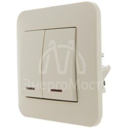 Механизм выключателя 2-кл. 1п СП Karina 10А IP20 с подсветкой крем. LEZARD 707-0388-112