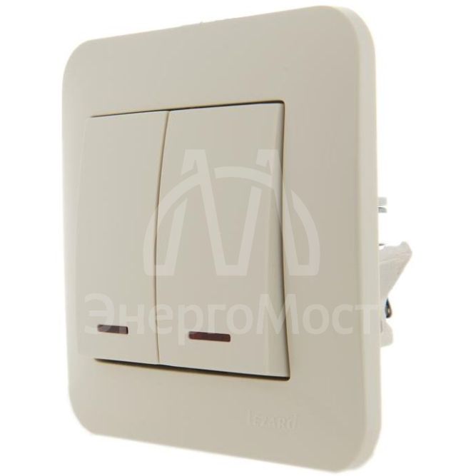 Механизм выключателя 2-кл. 1п СП Karina 10А IP20 с подсветкой крем. LEZARD 707-0388-112