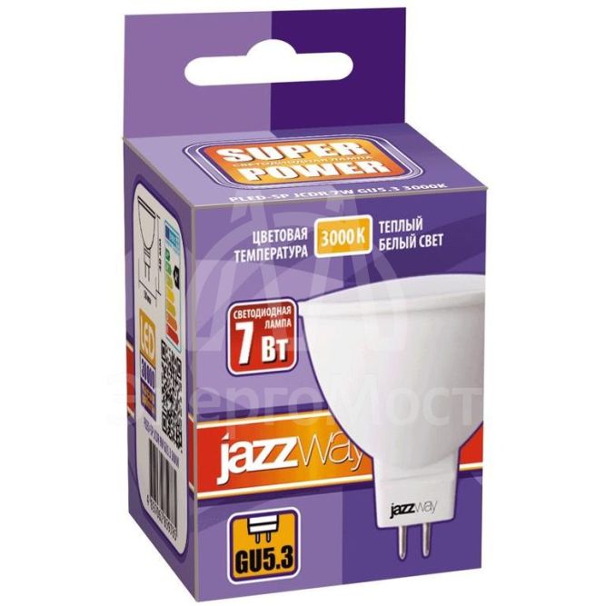 Лампа светодиодная PLED-SP JCDR 7Вт 3000К тепл. бел. GU5.3 520лм 230В JazzWay 1033499