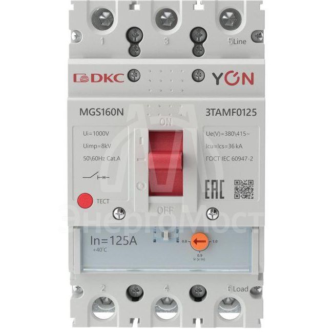 Выключатель автоматический MGS160 3P 100-125A 36kA YON MGS160N-3TAMF0125