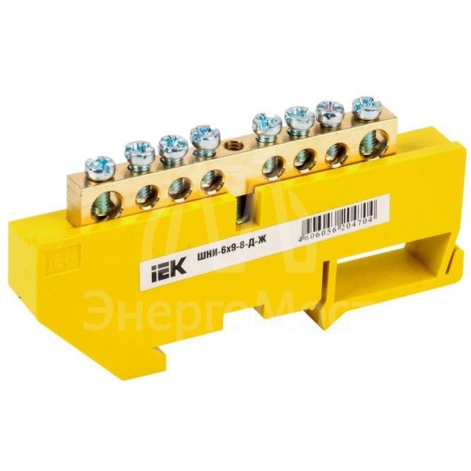 Шина PE &amp;quot;земля&amp;quot; на DIN-изол. ШНИ-6х9-8-Д-Ж IEK YNN10-69-8D-K05