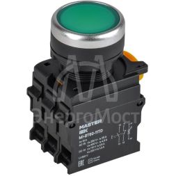 Кнопка d22мм 1НО+1НЗ MASTER с подсветкой и фиксацией зел. IEK MI-BT60-11TD-3-11-K06