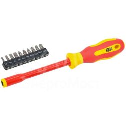 Отвертка диэлектрическая с набором бит Т2 11шт ARMA2L 5 IEK A2L5-SC30-T2-N1-11