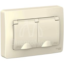 Розетка 2-м СП Blanca 16А IP44 250В с заземл. защ. шторки с крышкой молоч. SE BLNRS441122