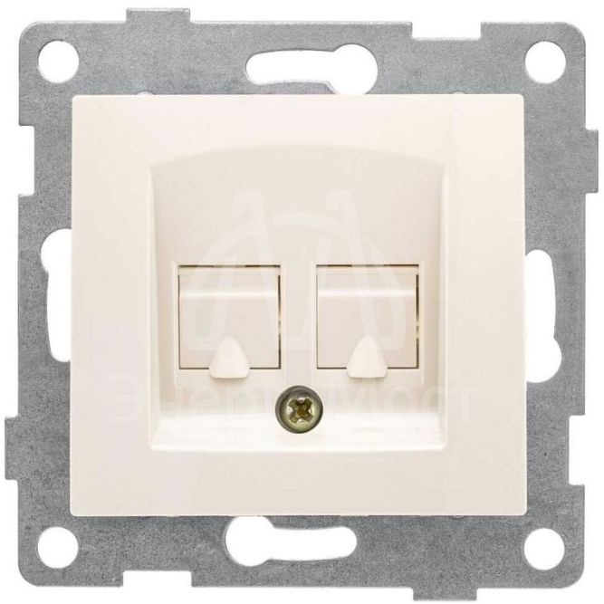 Розетка компьютерная + телефонная 2-м СП Bravo RJ45 + RJ12 механизм беж. GUSI С10КТ-003