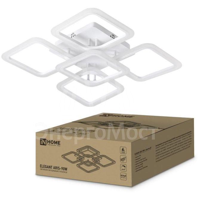 Светильник светодиодный ELEGANT ARIS-90W 90Вт 230В 3000-4000-6500К 7000лм 590х590х130мм с пультом ДУ IN HOME 4690612035406