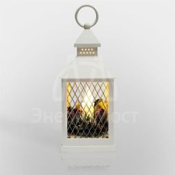 Фонарь декоративный со свечкой бел. корпус 10.5х10.5х24см тепл. бел. Neon-Night 513-042