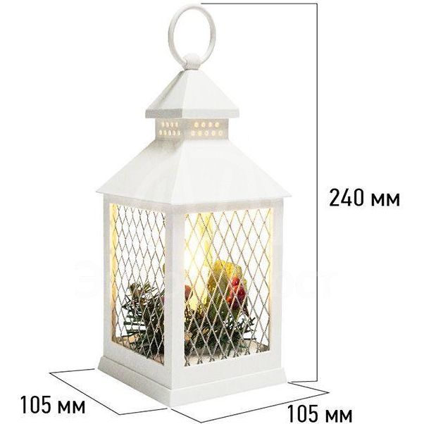 Фонарь декоративный со свечкой бел. корпус 10.5х10.5х24см тепл. бел. Neon-Night 513-042