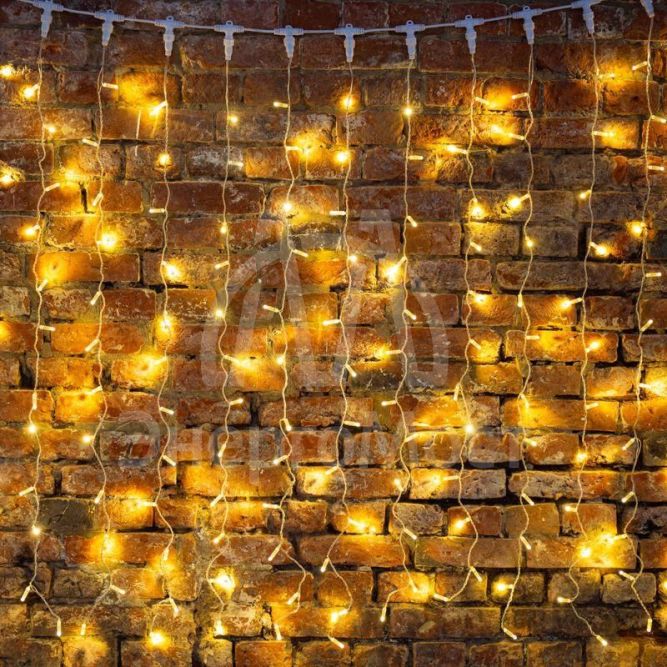 Гирлянда Дождь &amp;quot;ПЛЕЙ-ЛАЙТ&amp;quot; 2х3м 448LED 27Вт 220В IP44 тепл.бел. прозр. провод NEON-NIGHT 235-156-6