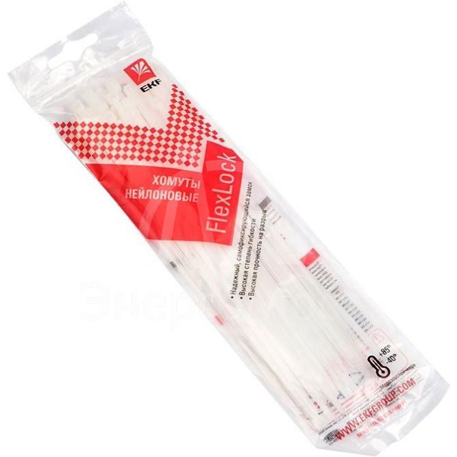 Хомут P6.6 3.6x200 FlexLock стандартный бел. (уп.50шт) PROxima EKF plc-fl-ctsw-3.6x200-r