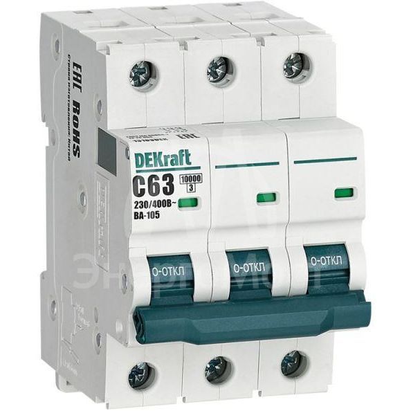 Выключатель автоматический модульный 3п C 63А 10кА ВА-105 DEKraft 13183DEK
