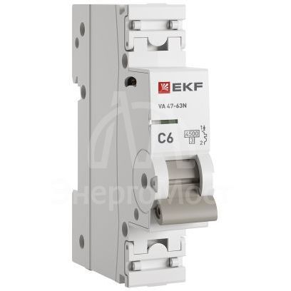 Выключатель автоматический 1п C 6А 4.5кА ВА 47-63N PROxima EKF M634106C