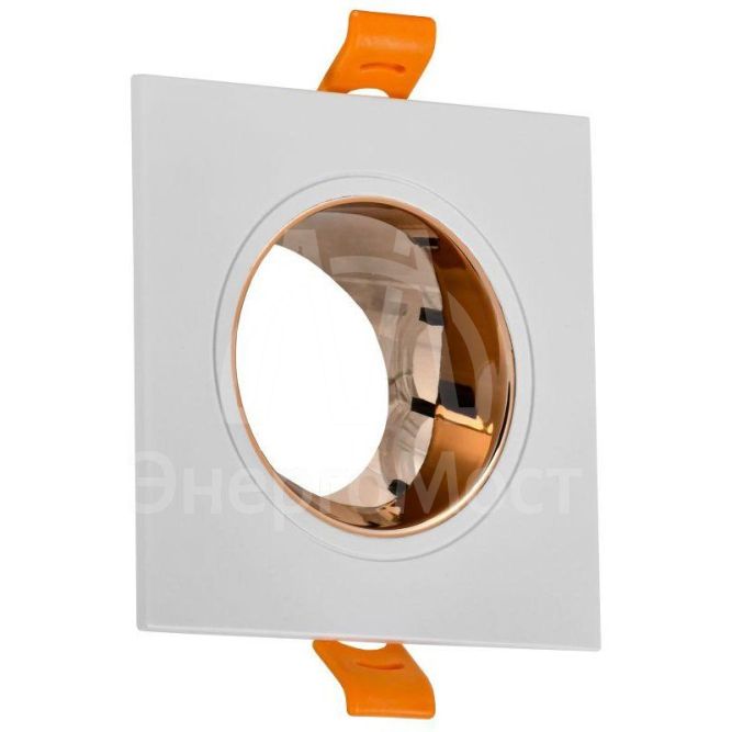 Светильник 4107 встраиваемый поворотный GU10 бел./золото пласт. IEK LT-UVB0-4107-GU10-1-K22