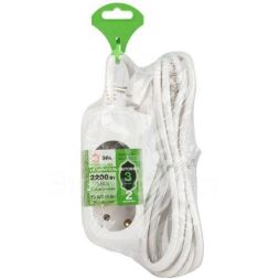 Удлинитель электрический UDL-10-230-E Greenline 2 розетки с заземлением 3м ПВС 3х0.75кв.мм Эра Б0064947