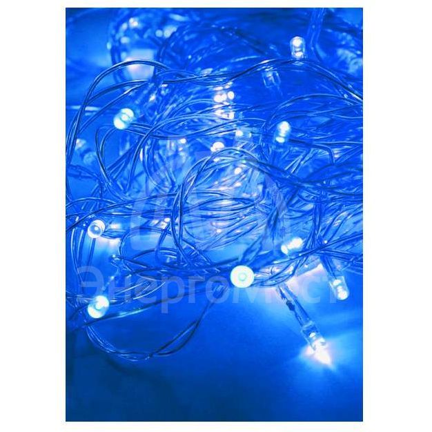 Гирлянда светодиодная 100LED син. прозр. провод 10.8м (9.3+1.5) 8 режимов мигания IP20 син. Космос KOC_GIR100LED_B
