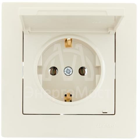 Розетка 1-м СП Vesna с заземл. с крышкой ПБТ механизм кремов. LEZARD 742-0388-123B