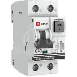 Выключатель автоматический дифференциального тока С 40А 30мА тип А 6кА АВДТ-63 (электрон.) PROxima EKF DA63-40-30e