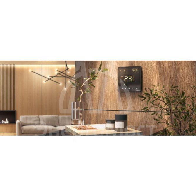 Термостат программируемый ArtGallery 16А с Wi-Fi для электрич. теплого пола моноблочный черн. SE GAL001038