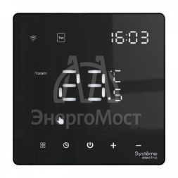 Термостат программируемый ArtGallery 16А с Wi-Fi для электрич. теплого пола моноблочный черн. SE GAL001038