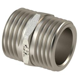 Ниппель латунь наружн. резьба 1дюйм никель (инд. упак.) RTP 34907