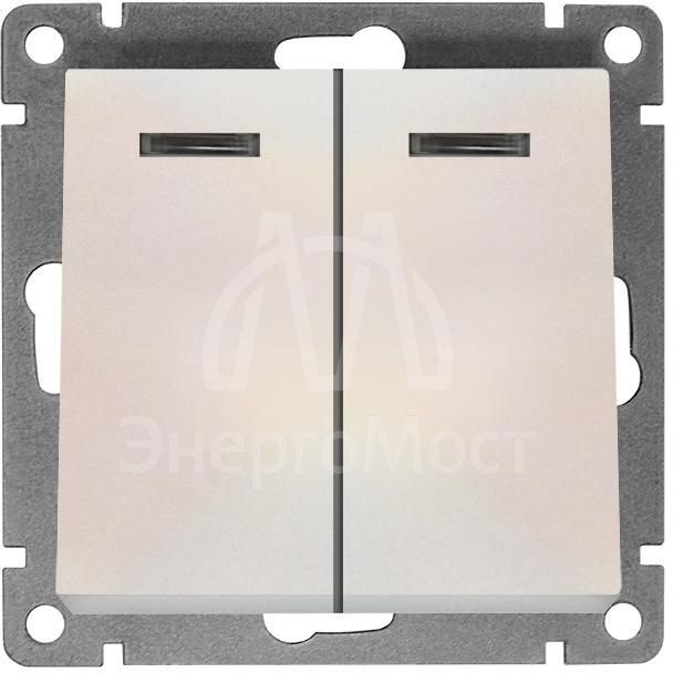 Выключатель 2-кл. СП Афина 10А IP20 с подсветкой механизм жемчуг Universal A0123-OBr