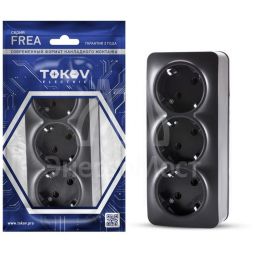 Розетка 3-м ОП Frea 16А IP20 250В с заземл. АБС-пластик карбон TOKOV ELECTRIC TKE-FR-R3Z-C14
