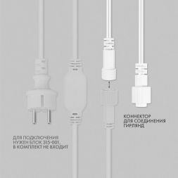 Гирлянда светодиодная &amp;quot;Айсикл&amp;quot; (бахрома) 4х0.6м 128LED тепл. бел. 10Вт 230В IP67 провод каучук бел. (нужен шнур питания 315-001) Neon-Night 255-206
