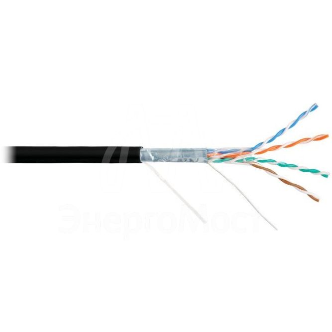 Кабель F/UTP 4 пары кат.5e (класс D) тест по ISO/IEC 100МГц ож BC (чистая медь) 24AWG (0.5мм) внутр./внеш. LSZH -40С нг(А)-HFLTx черн. (уп.305м) NIKOLAN NKL 4200C-BK