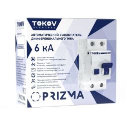 Выключатель автоматический дифференциального тока 2П (1P+N) 32А 100мА тип AC 6кА хар-ка C TOKOV Electric TKE-PZ60-RCBO-2-32-100-AC