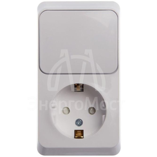 Блок ОП Этюд (1-м розетка с заземл. защ. шторки + 1-кл. выкл.) бел. SchE BPA16-201B