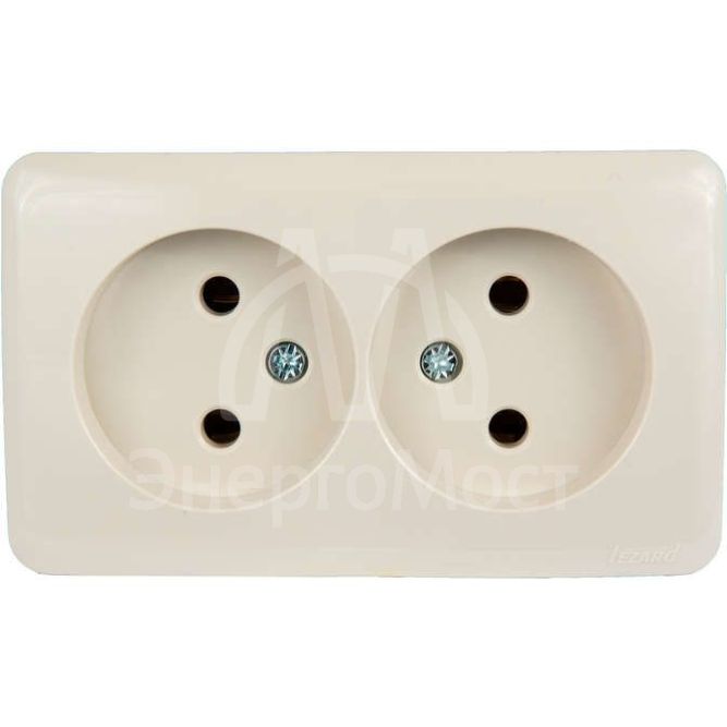 Розетка 2-м ОП VIOLA без заземл. крем. LEZARD 751-0300-128